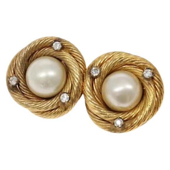 CHANEL Earring Metal Gold CC Auth bs28505 - Picture 1 of 9